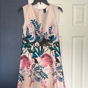 Floral Sleeveless Dress - Pink and Blue